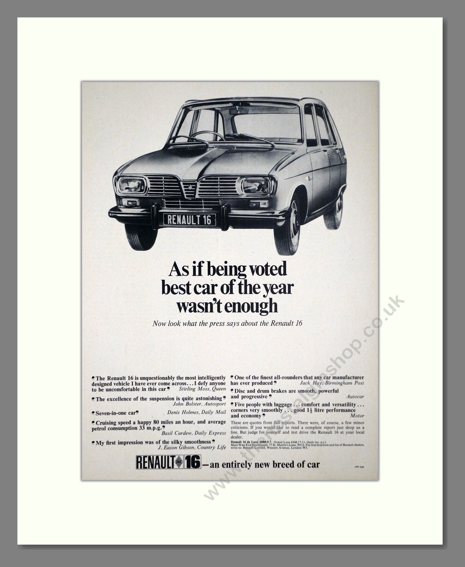 Renault - 16. Vintage Advert 1966 (ref AD64534)