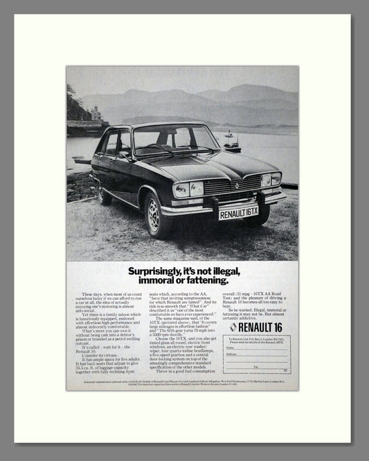 Renault - 16. Vintage Advert 1976 (ref AD64536)