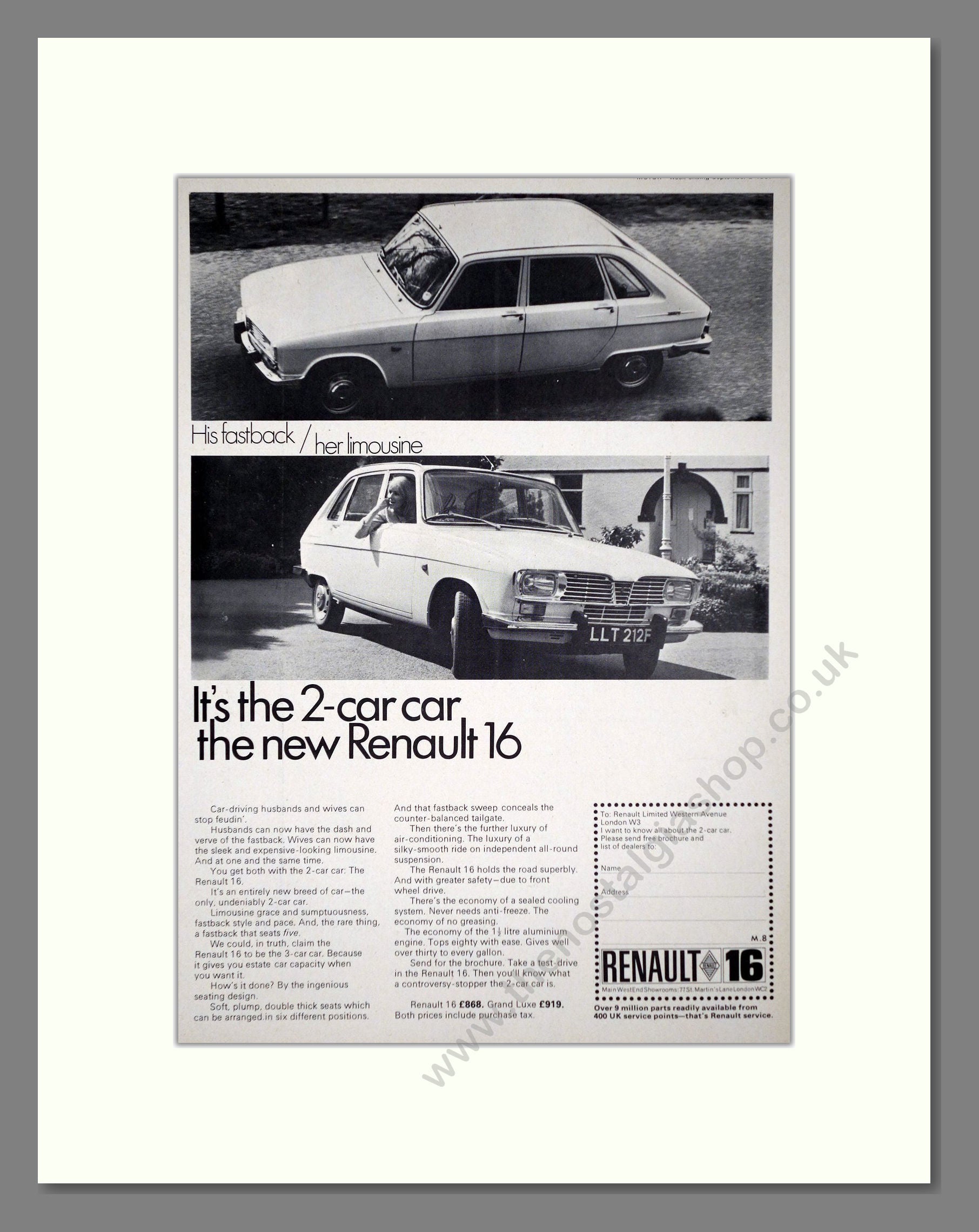 Renault - 16. Vintage Advert 1967 (ref AD64537)
