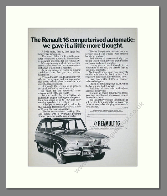 Renault - 16. Vintage Advert 1973 (ref AD64540)