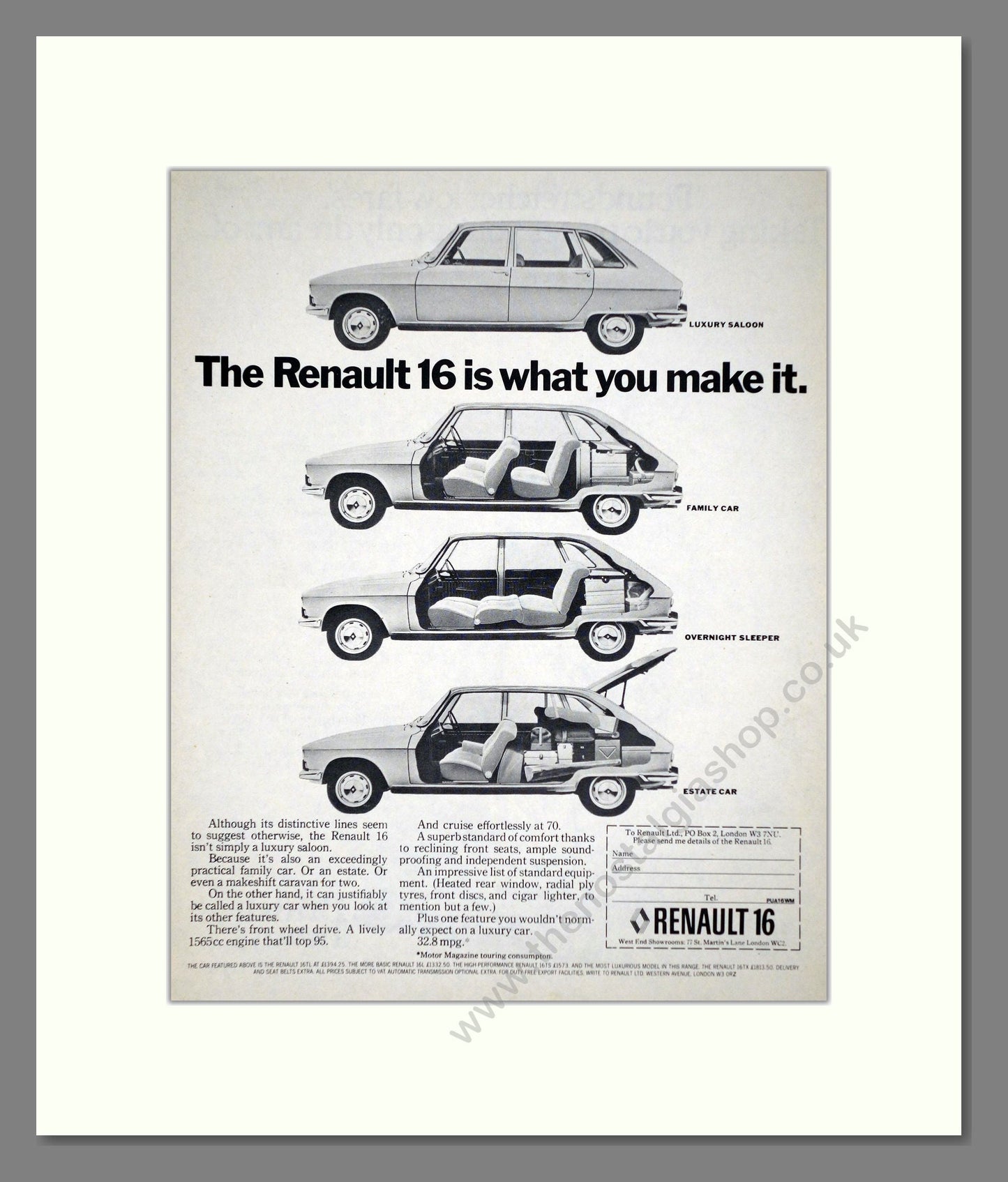Renault - 16. Vintage Advert 1974 (ref AD64541)