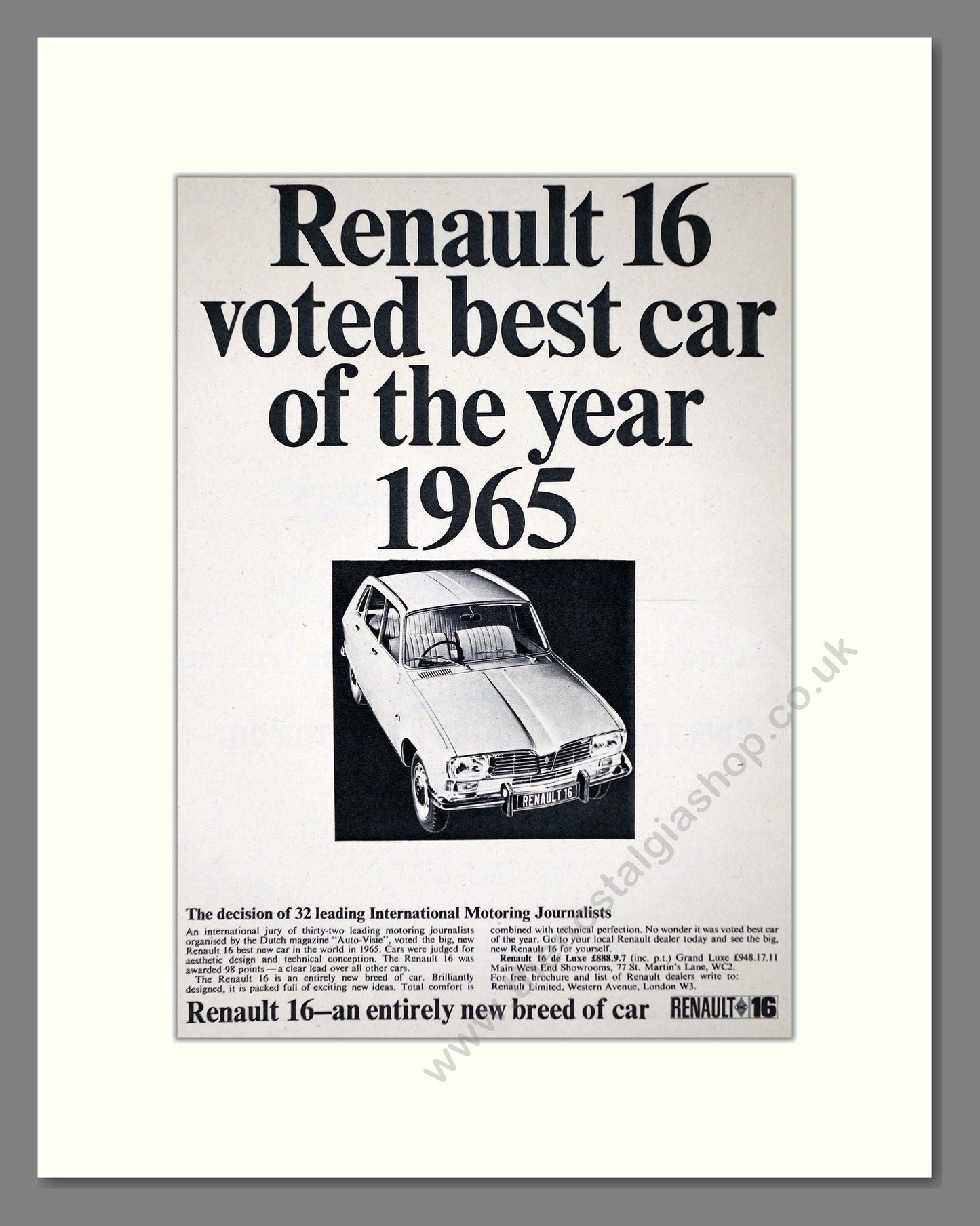 Renault - 16. Vintage Advert 1966 (ref AD64542)