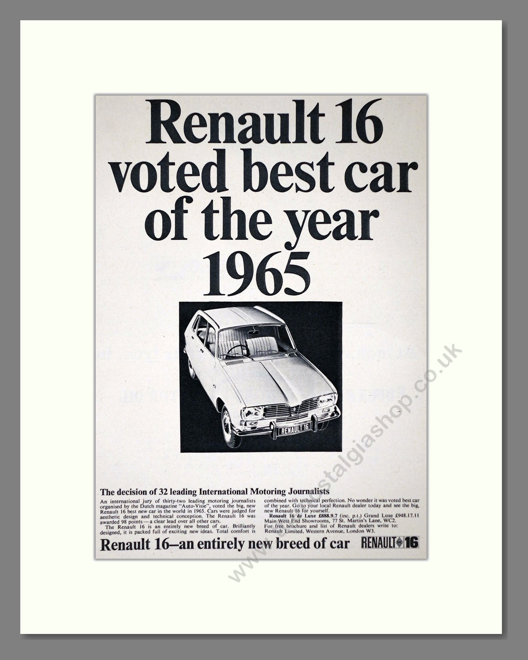 Renault - 16. Vintage Advert 1966 (ref AD64542)