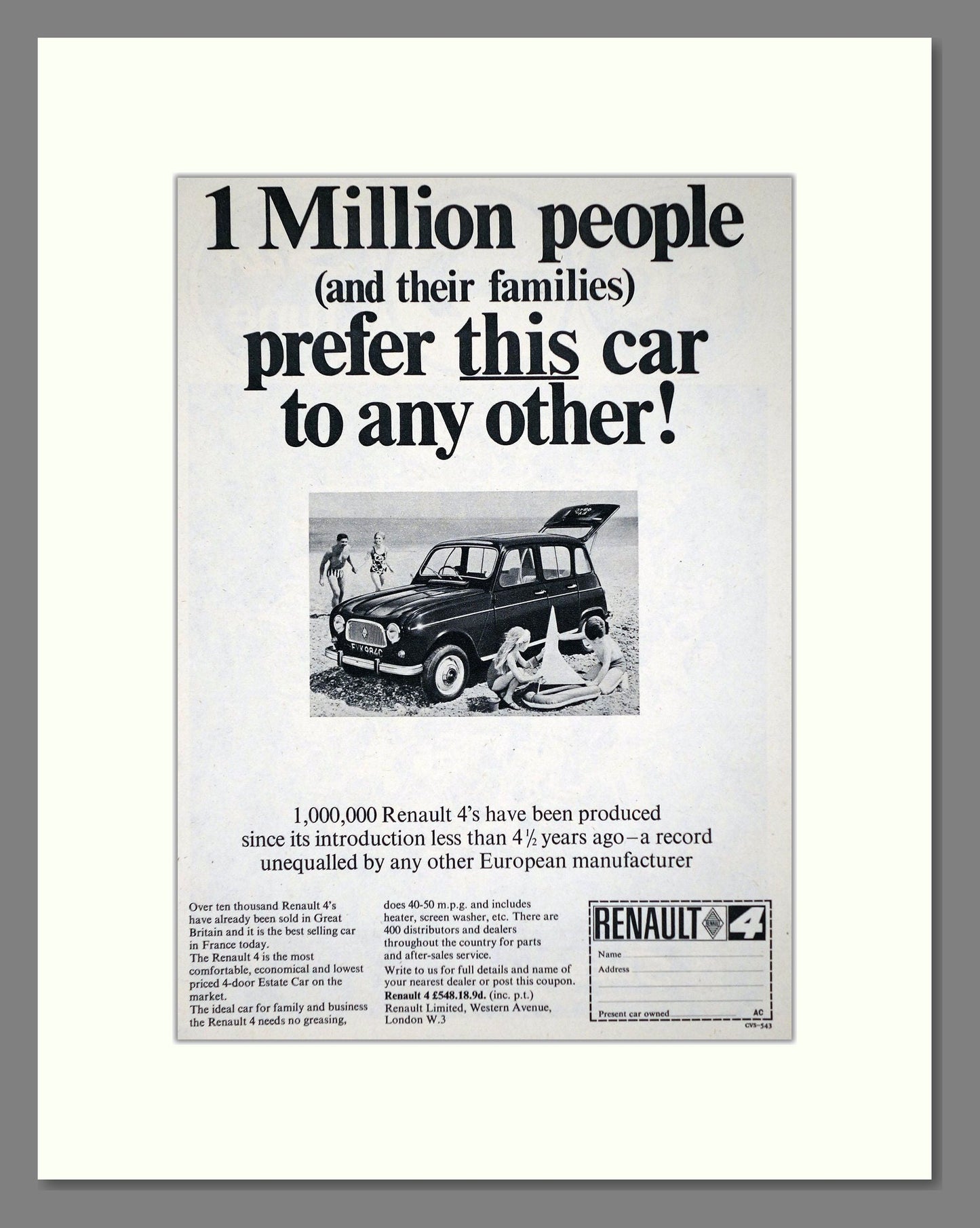Renault - 4. Vintage Advert 1966 (ref AD64545)