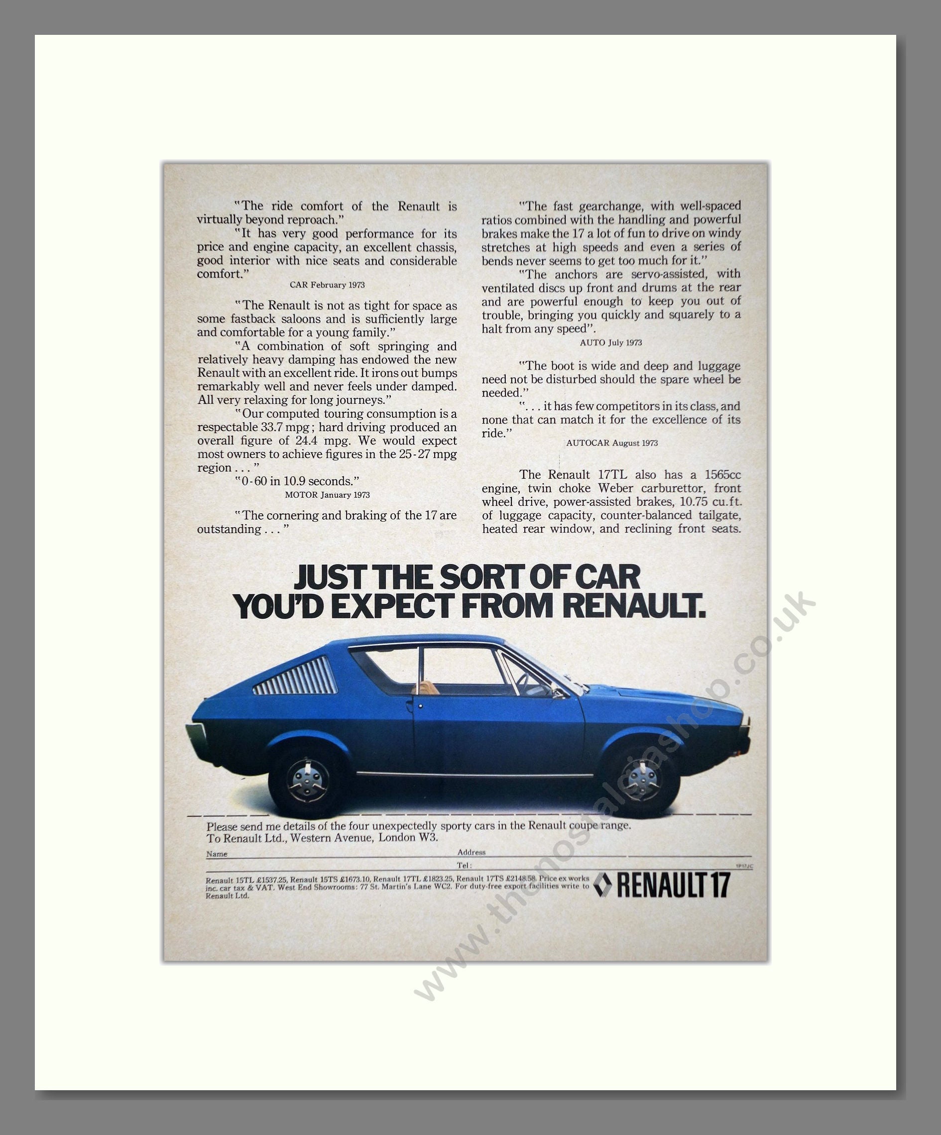 Renault - 17. Vintage Advert 1974 (ref AD64569)