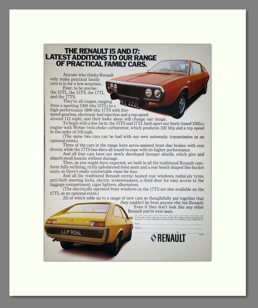 Renault - 15 / 17. Vintage Advert 1973 (ref AD64574)