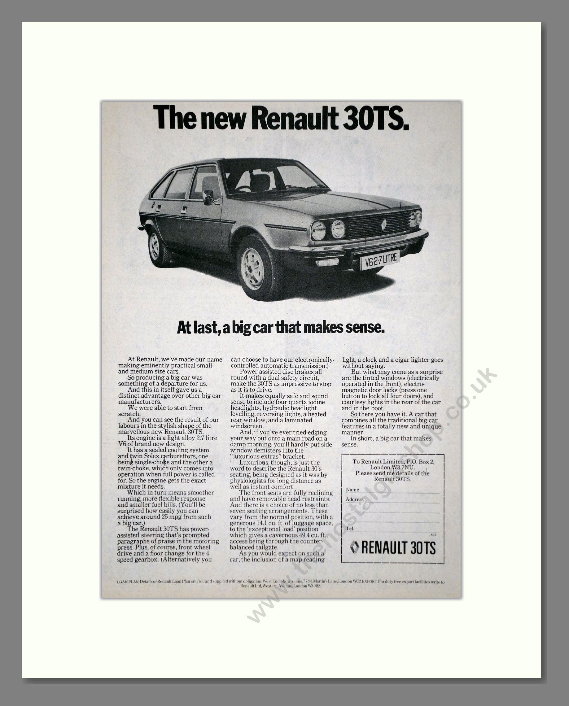 Renault - 30TS. Vintage Advert 1976 (ref AD64575)
