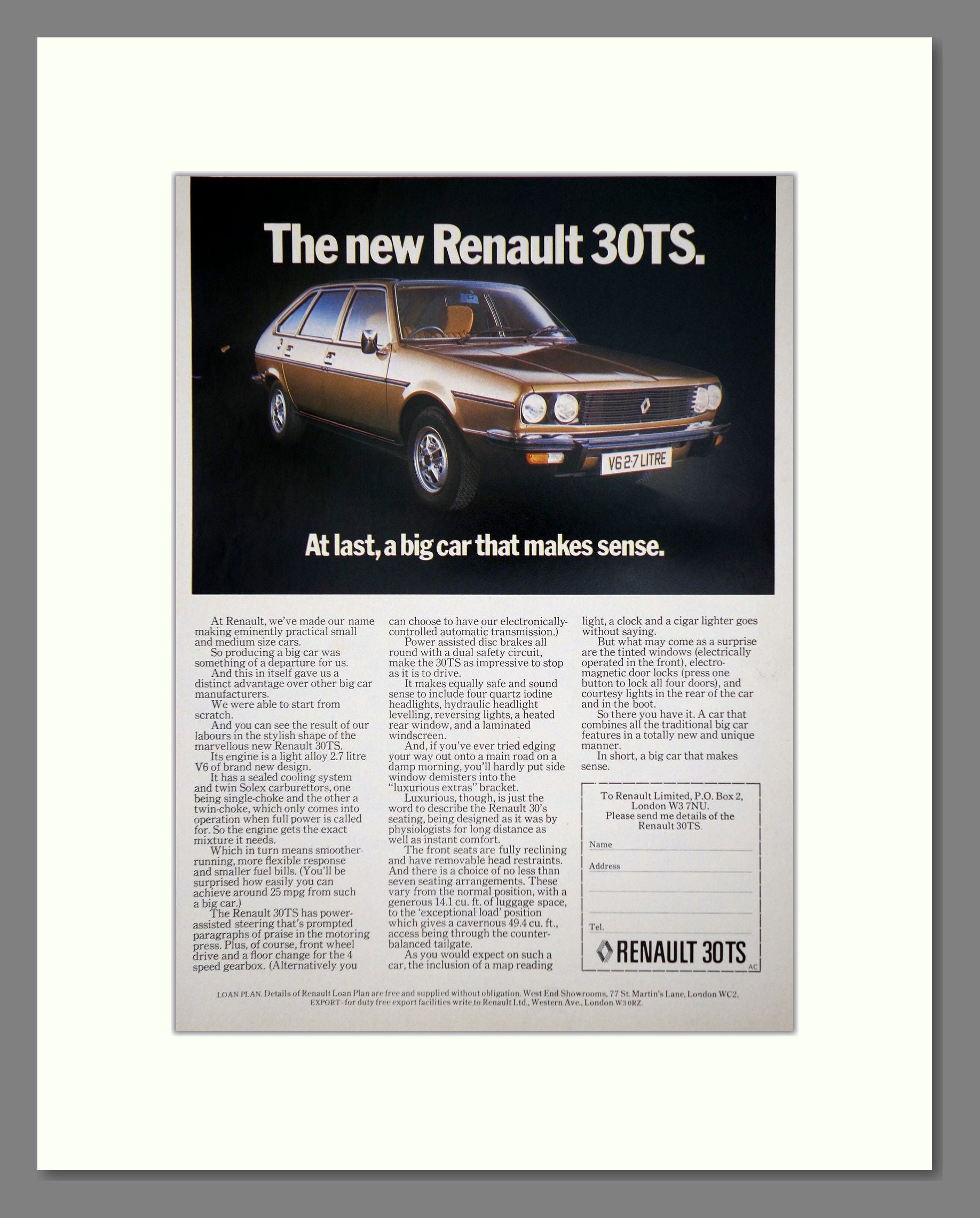 Renault - 30TS. Vintage Advert 1976 (ref AD64576)