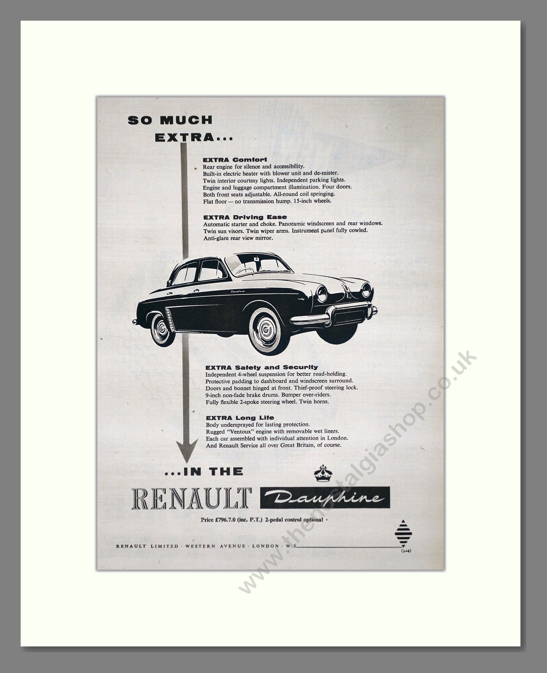Renault - Dauphine. Vintage Advert 1958 (ref AD64578)