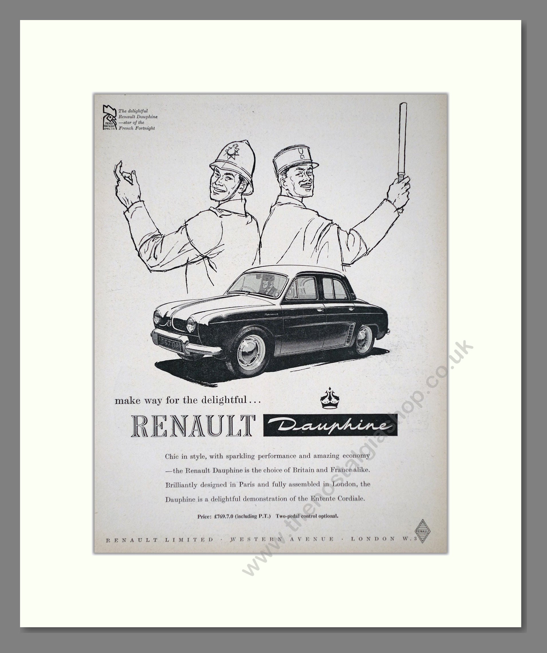 Renault - Dauphine. Vintage Advert 1957 (ref AD64579)