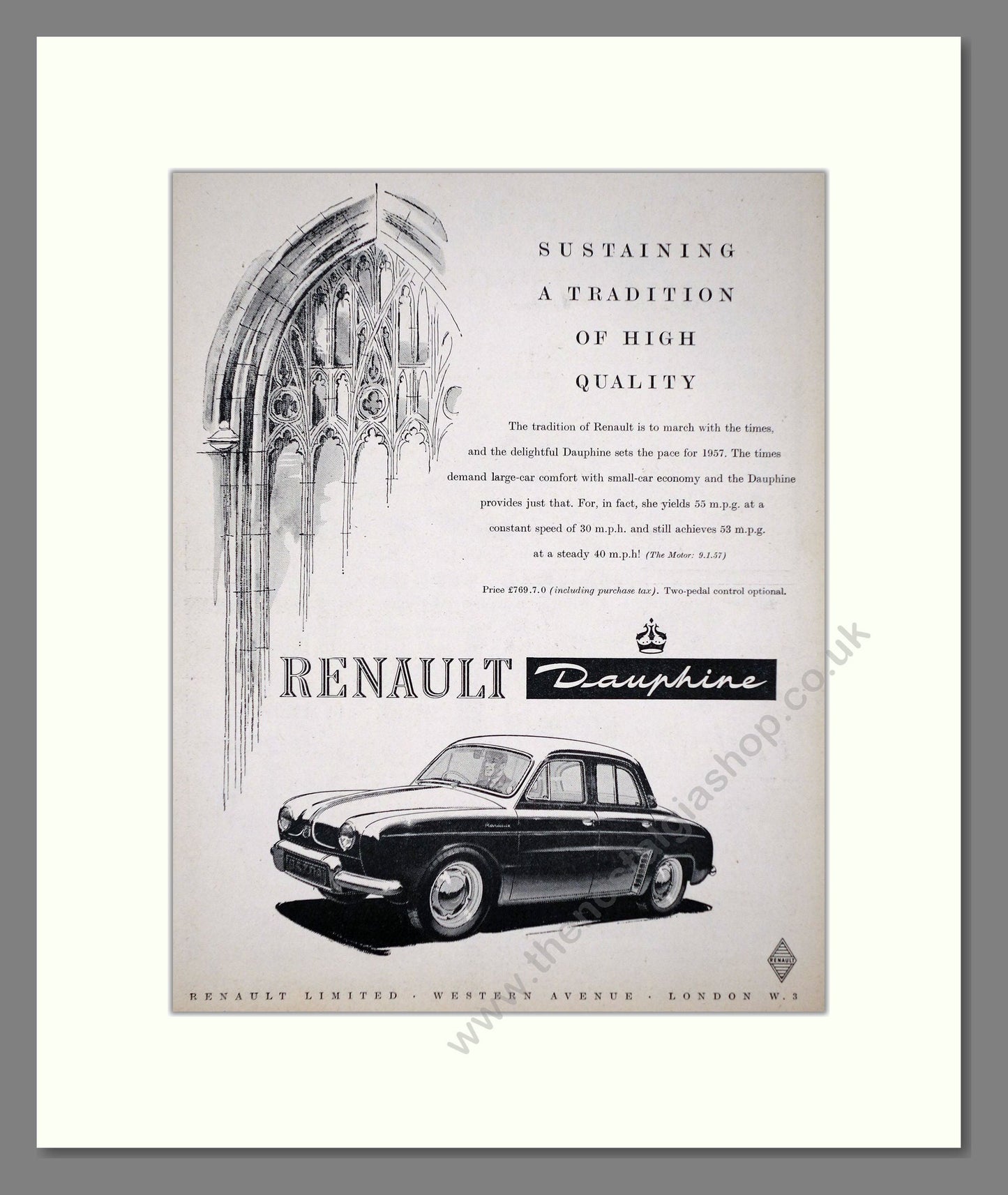 Renault - Dauphine. Vintage Advert 1957 (ref AD64580)