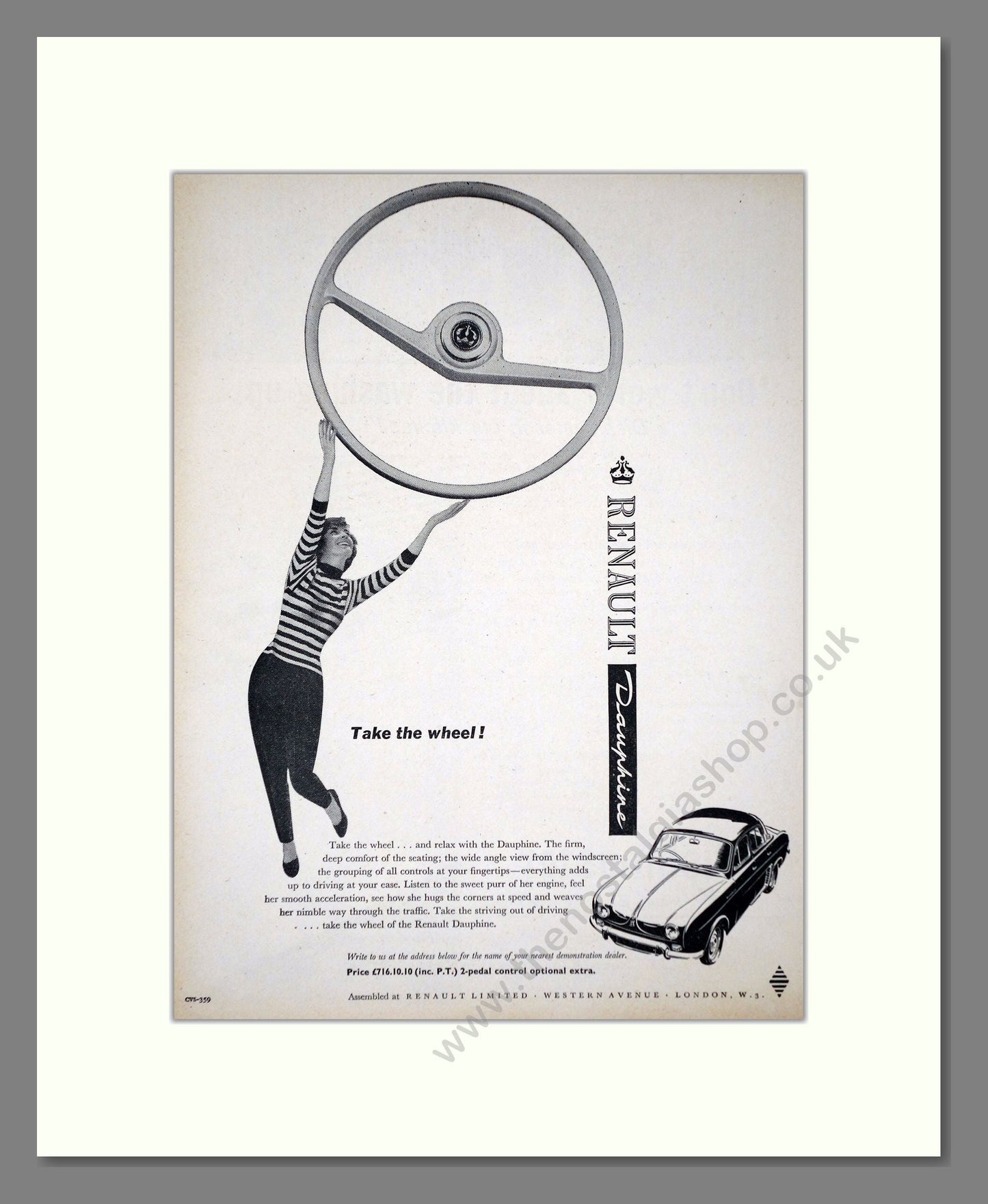 Renault - Dauphine. Vintage Advert 1959 (ref AD64581)