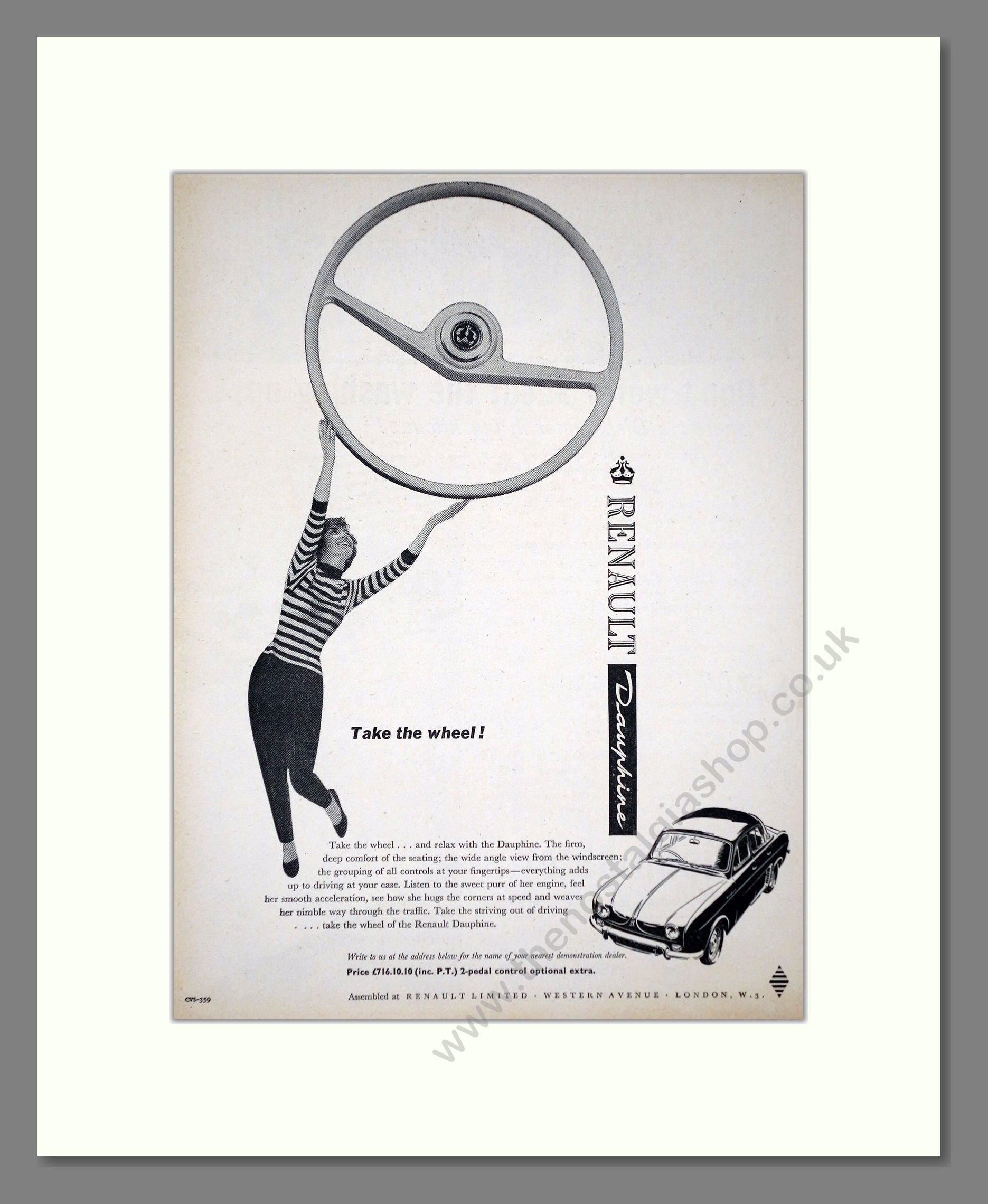 Renault - Dauphine. Vintage Advert 1959 (ref AD64581)