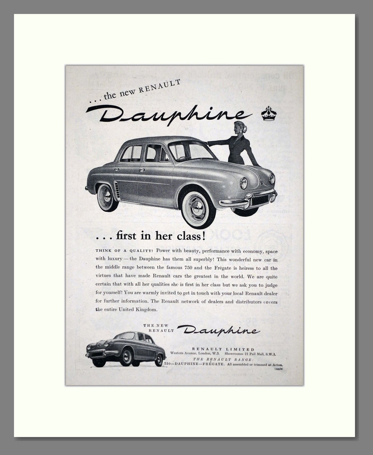 Renault - Dauphine. Vintage Advert 1956 (ref AD64584)