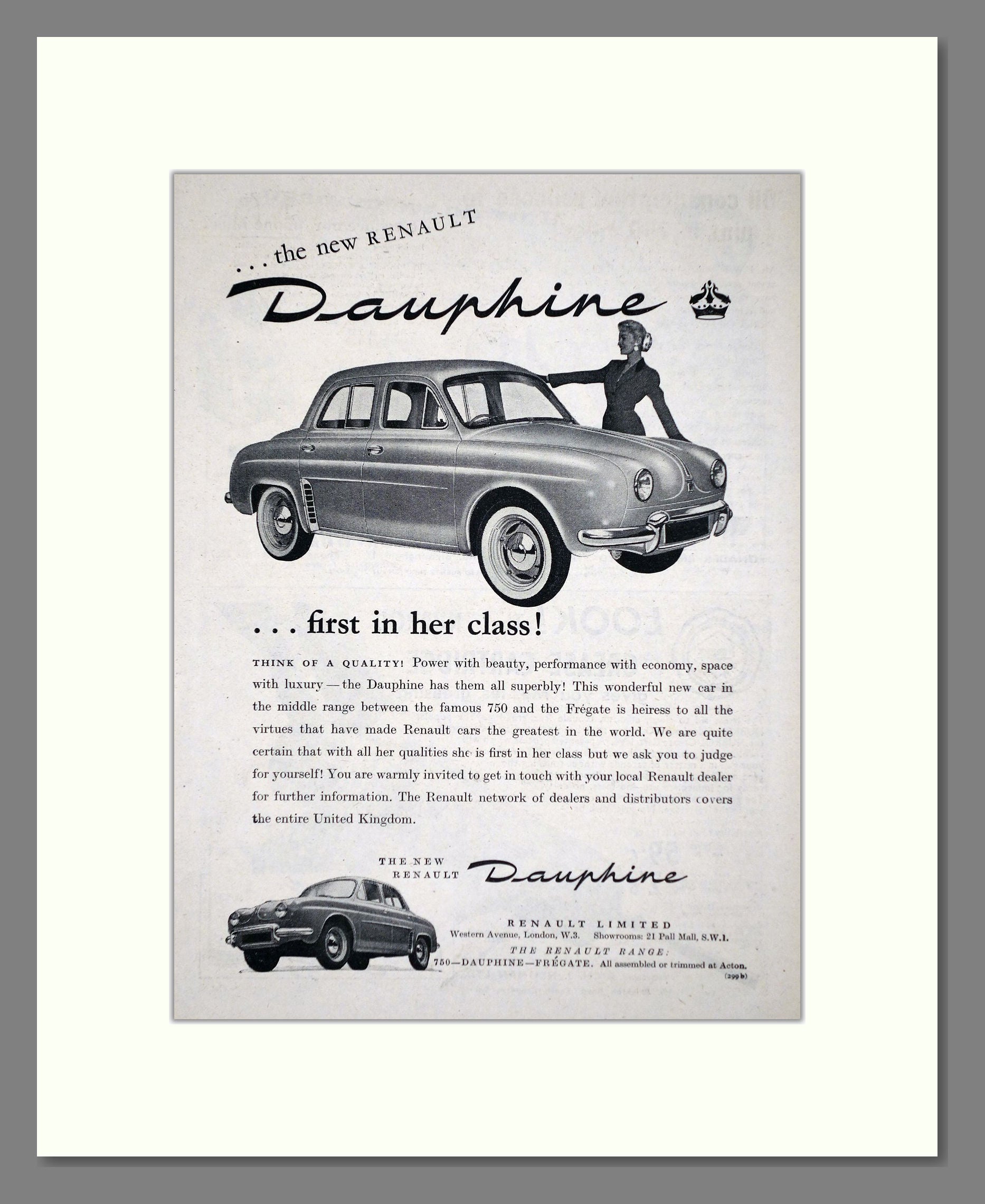Renault - Dauphine. Vintage Advert 1956 (ref AD64584)