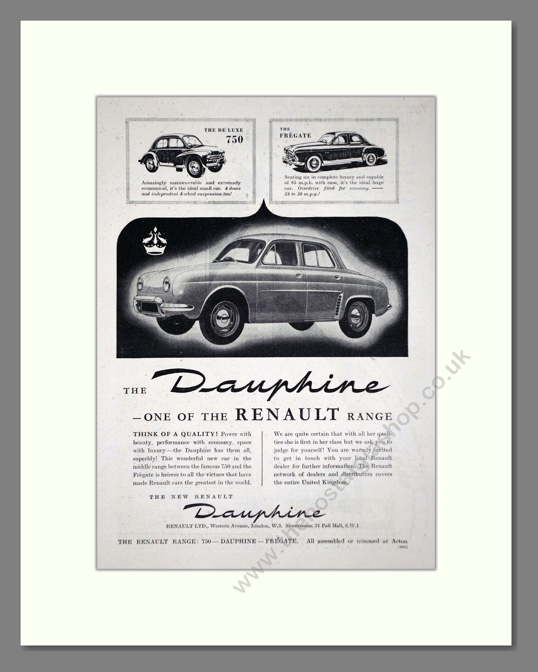 Renault - Dauphine. Vintage Advert 1956 (ref AD64585)