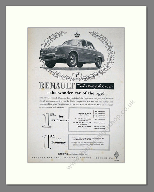 Renault - Dauphine. Vintage Advert 1956 (ref AD64586)