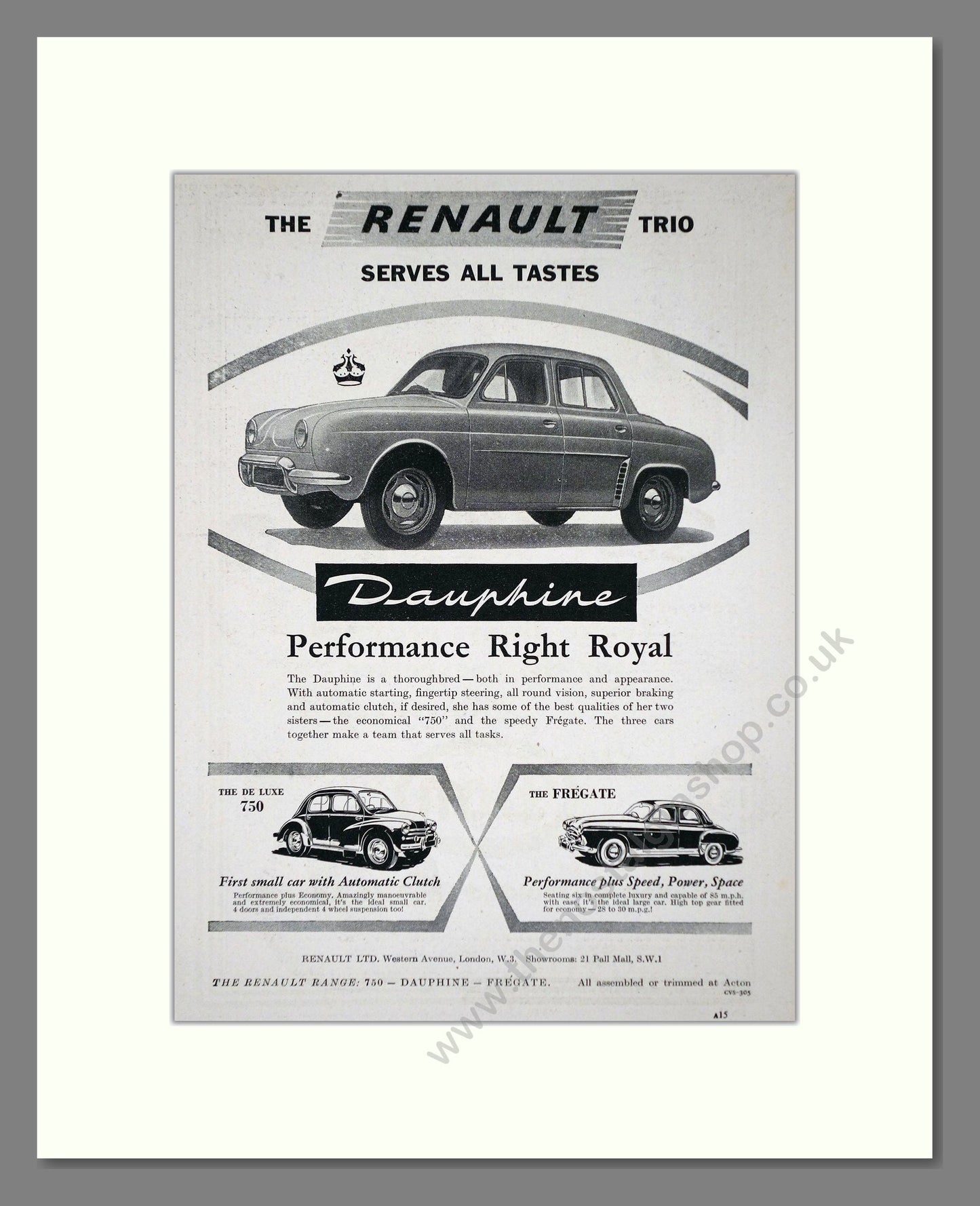 Renault - Dauphine. Vintage Advert 1956 (ref AD64587)