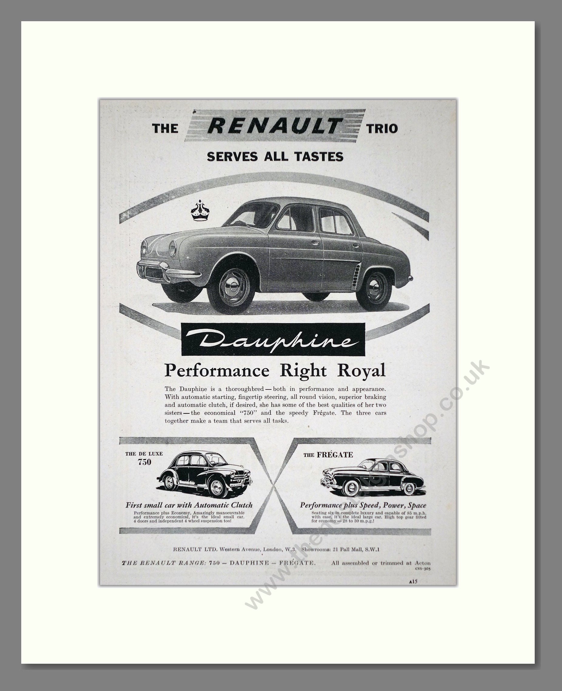 Renault - Dauphine. Vintage Advert 1956 (ref AD64587)