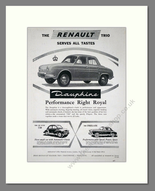 Renault - Dauphine. Vintage Advert 1956 (ref AD64587)