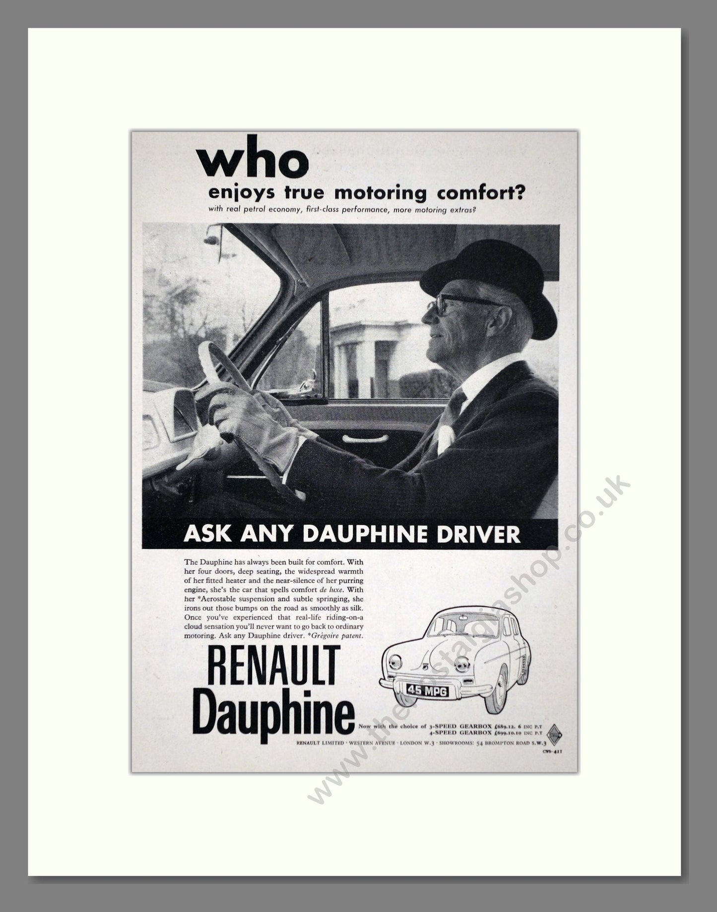 Renault - Dauphine. Vintage Advert 1961 (ref AD64598)