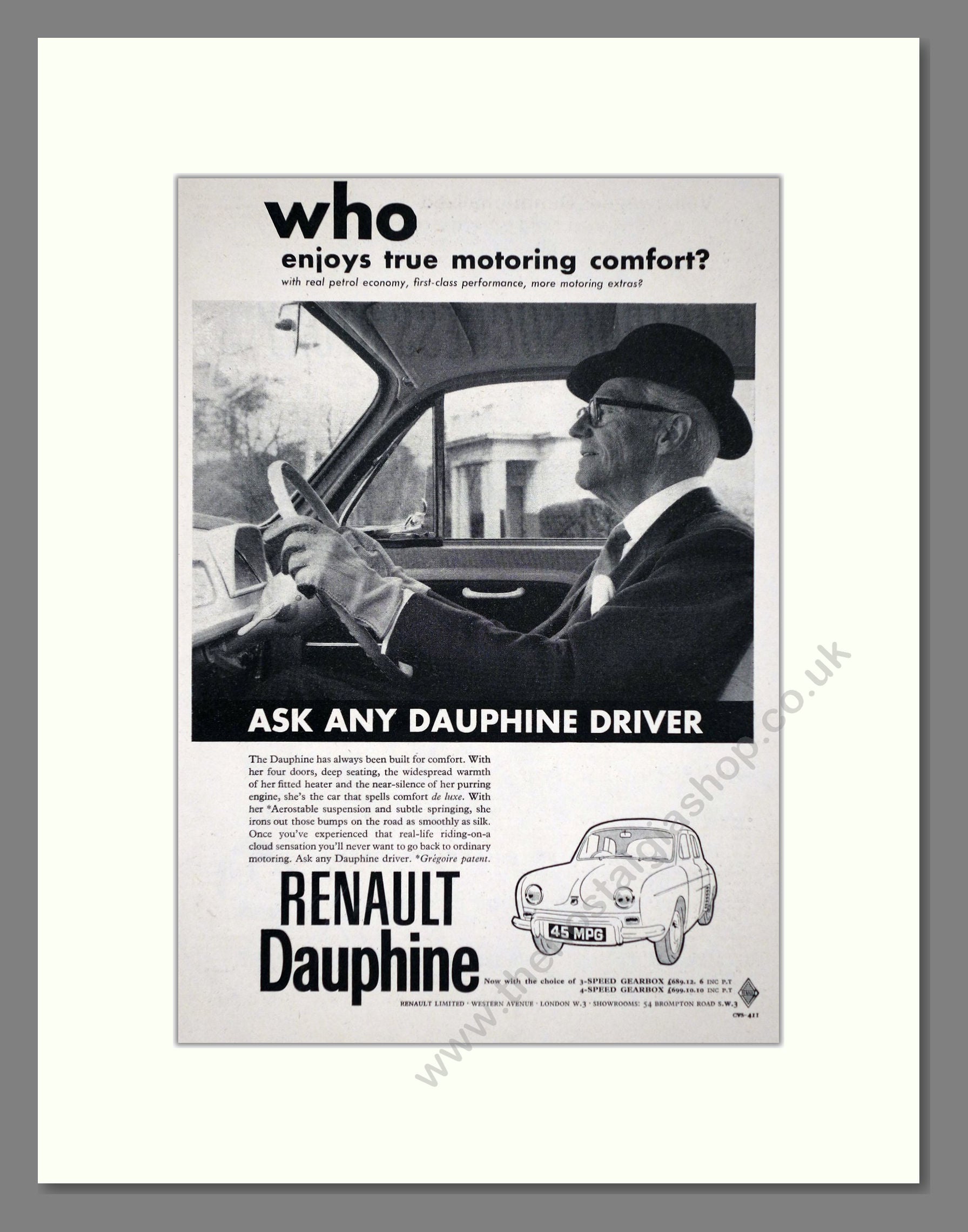 Renault - Dauphine. Vintage Advert 1961 (ref AD64598)