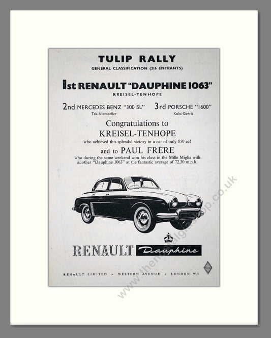 Renault - Dauphine. Vintage Advert 1957 (ref AD64604)