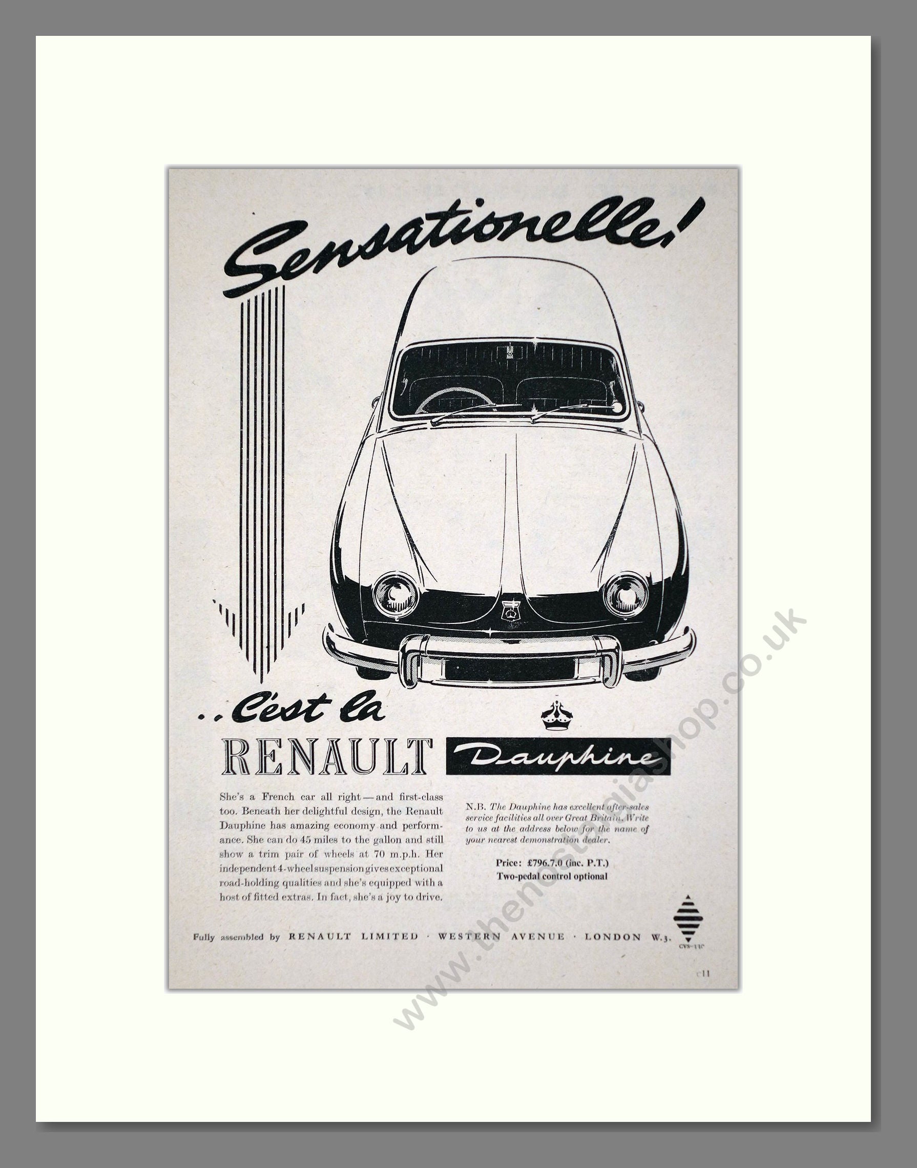 Renault - Dauphine. Vintage Advert 1958 (ref AD64607)
