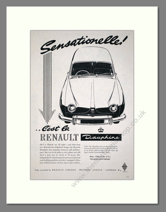 Renault - Dauphine. Vintage Advert 1958 (ref AD64607)