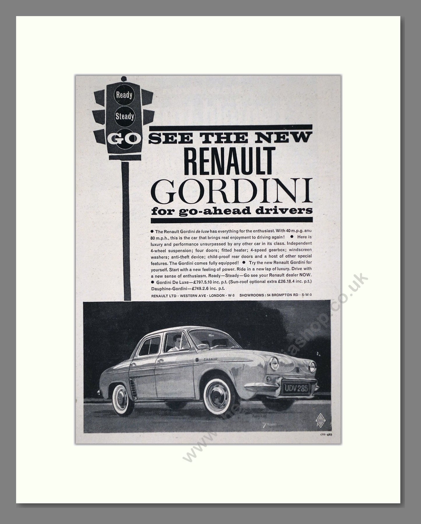Renault - Gordini. Vintage Advert 1961 (ref AD64608)