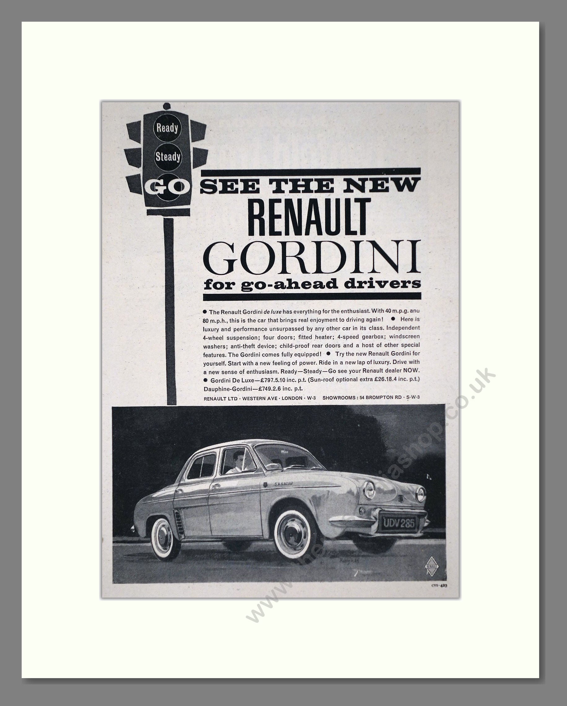 Renault - Gordini. Vintage Advert 1961 (ref AD64608)