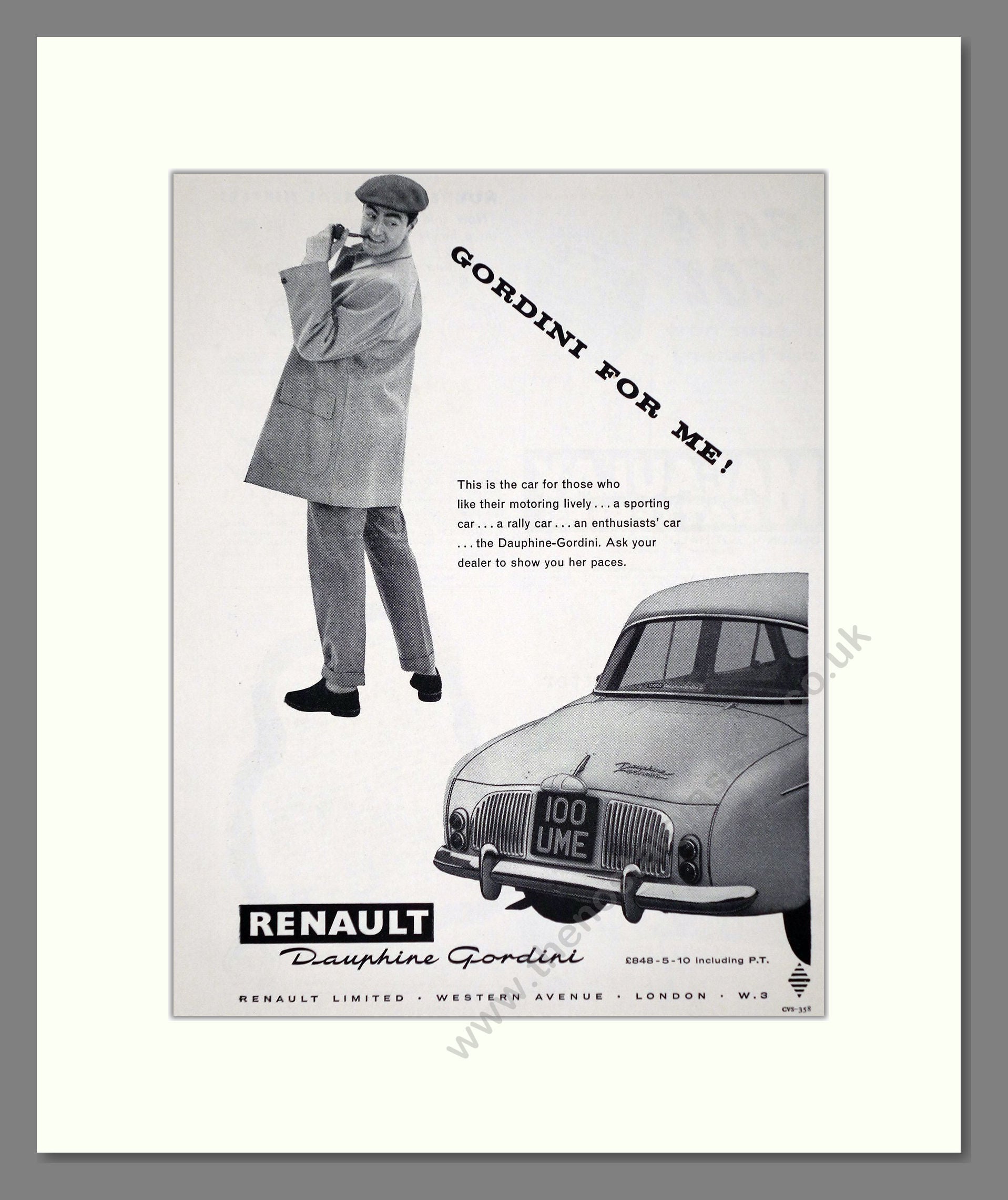 Renault - Dauphine Gordini. Vintage Advert 1959 (ref AD64609)