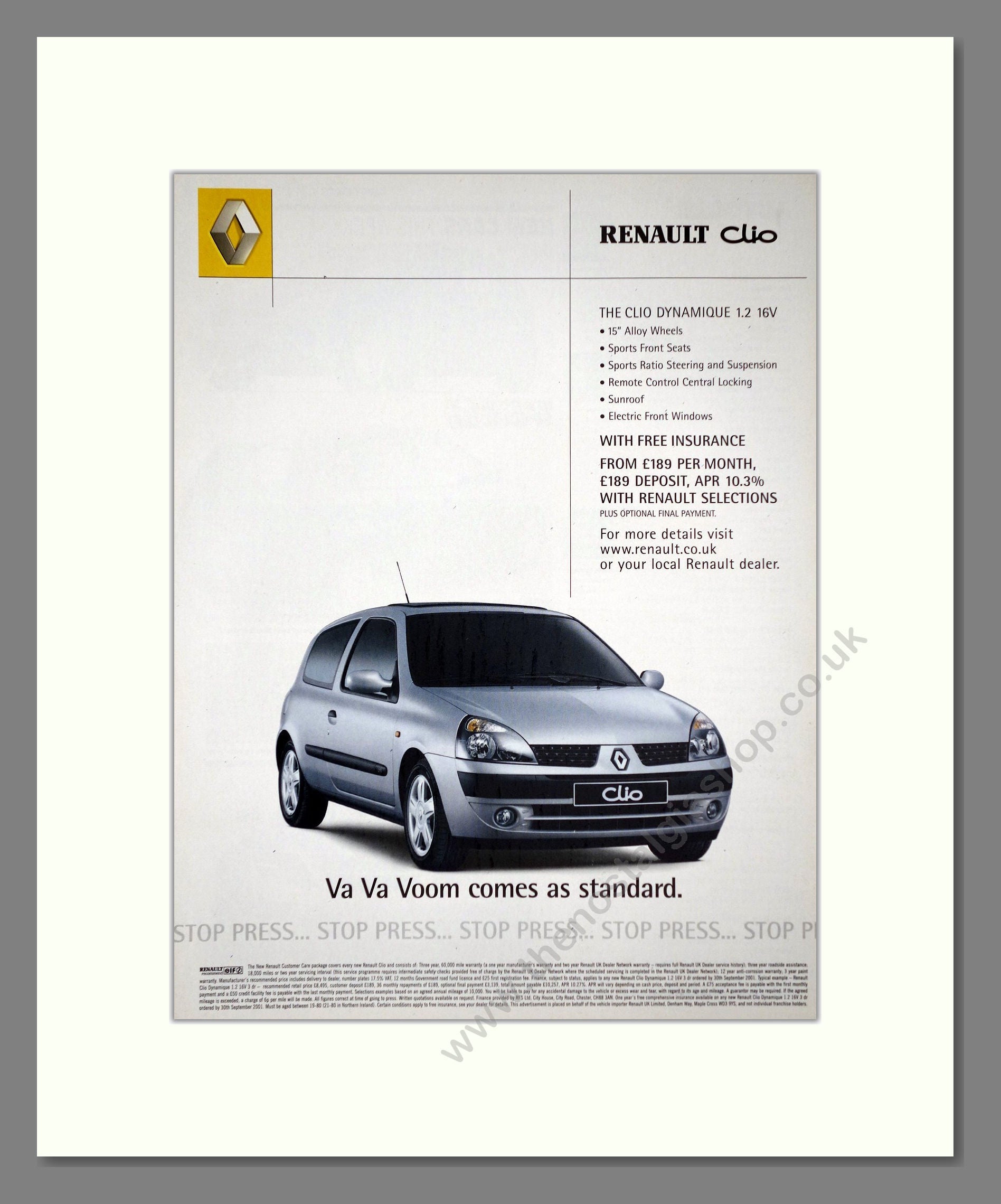 Renault - Clio Dynamique. Vintage Advert 2001 (ref AD64618)
