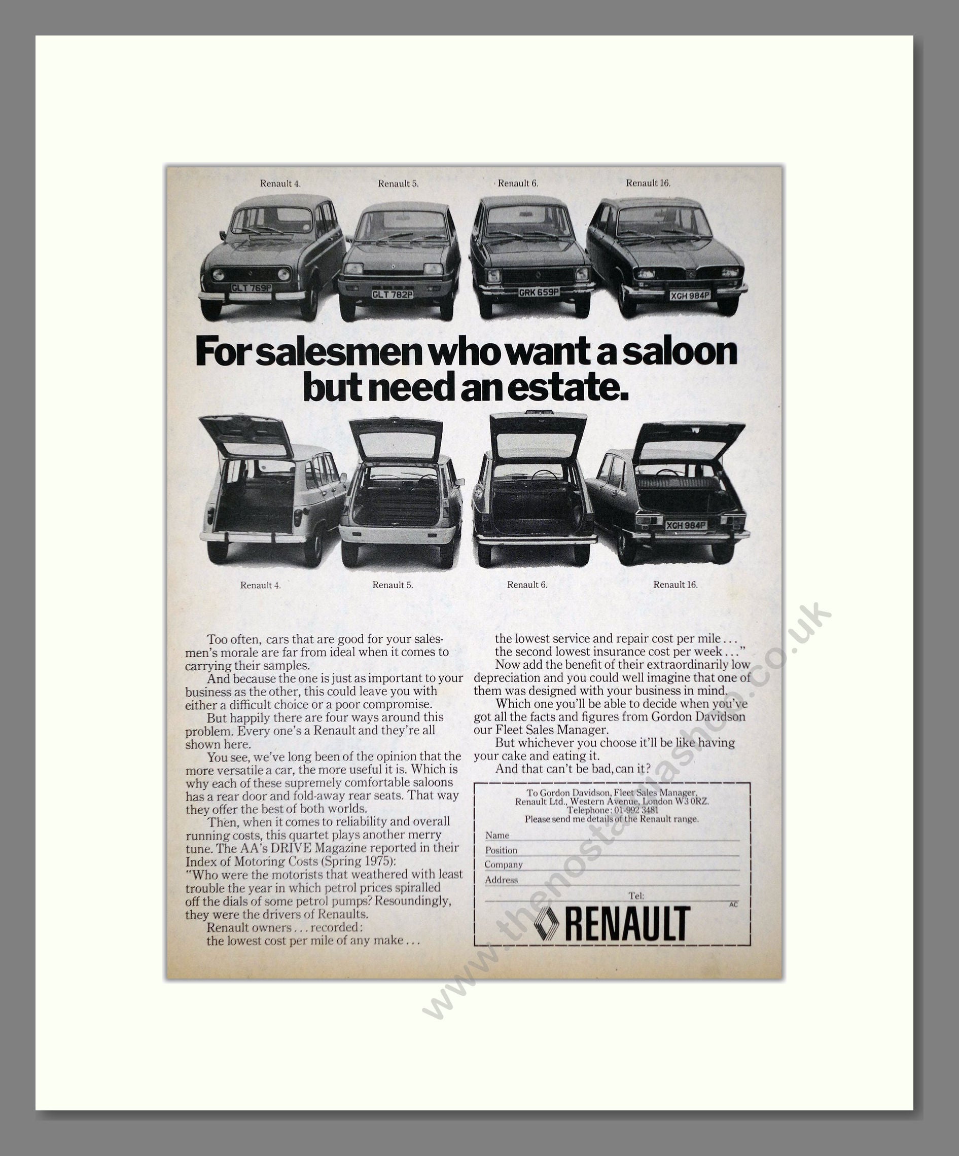 Renault - 4 / 5 / 6 / 16. Vintage Advert 1976 (ref AD64640)
