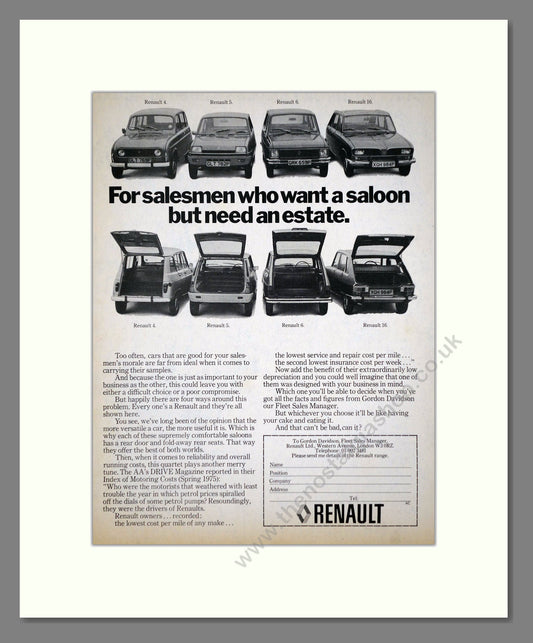 Renault - 4 / 5 / 6 / 16. Vintage Advert 1976 (ref AD64640)