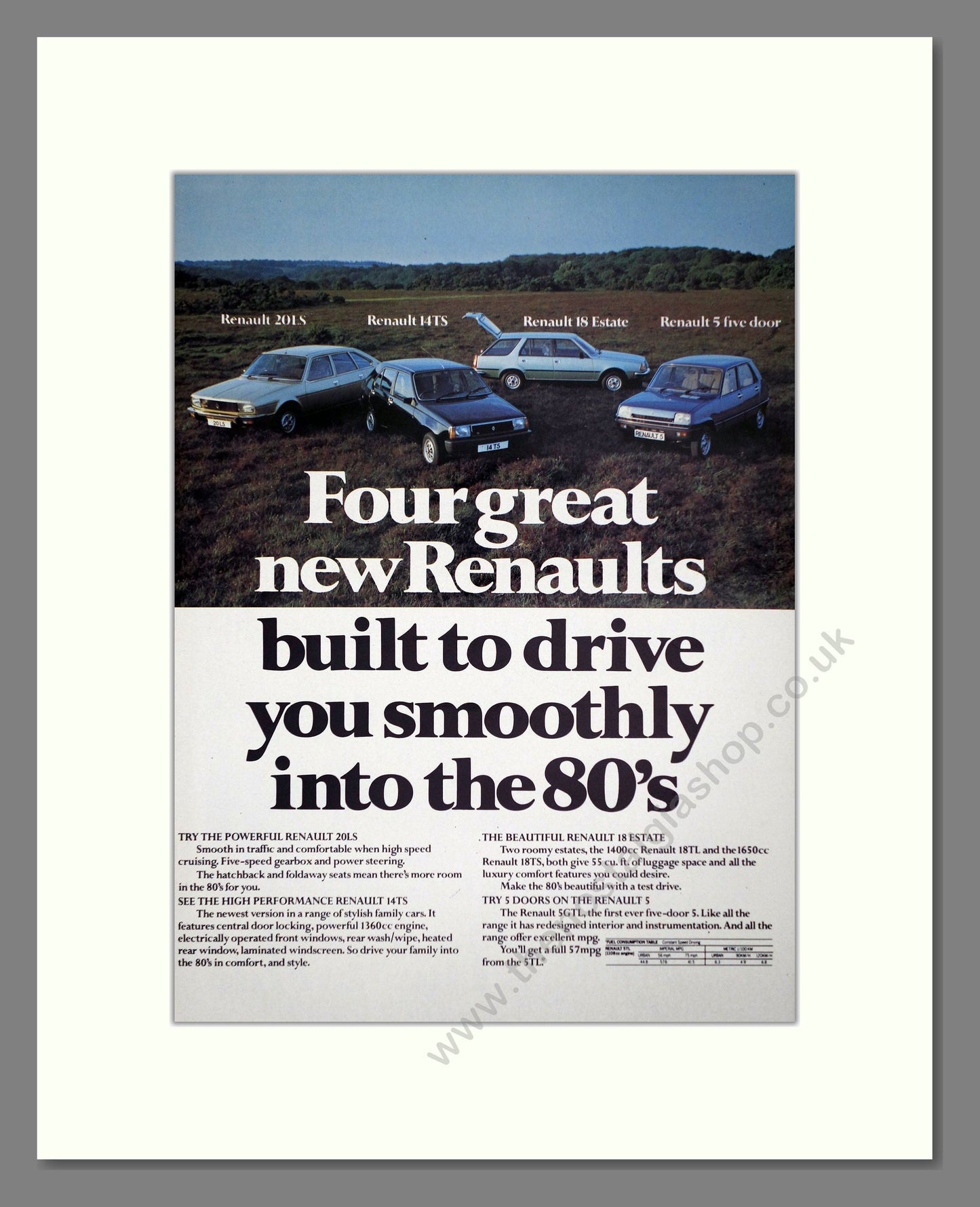 Renault - 20LS / 14TS / 18 / 5. Vintage Advert 1980 (ref AD64641)