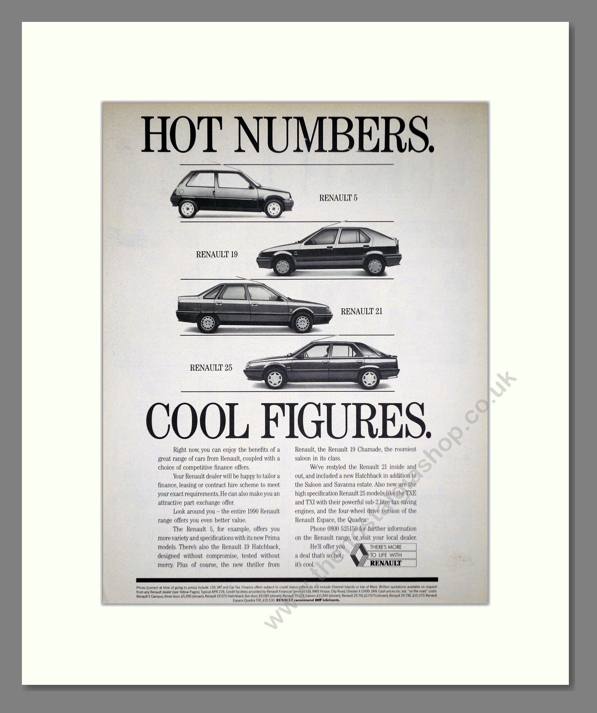 Renault - 5 / 19 / 21 / 25. Vintage Advert 1990 (ref AD64642)