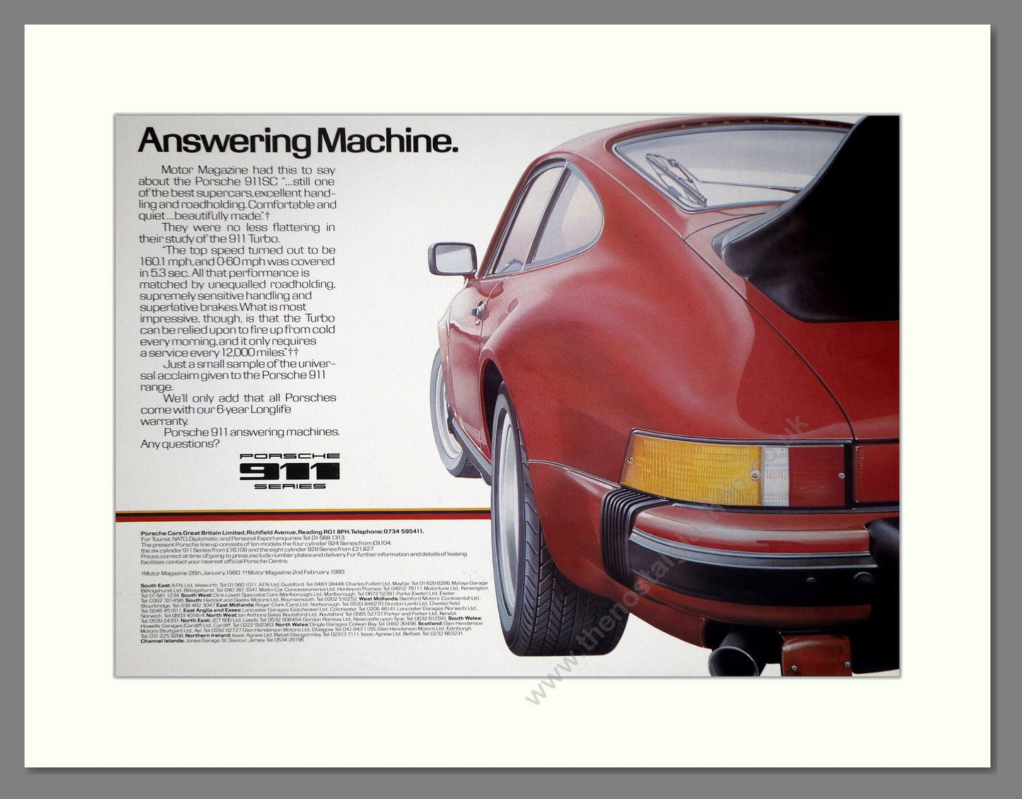 Porsche - 911. Vintage Advert 1980 (ref AD64649)