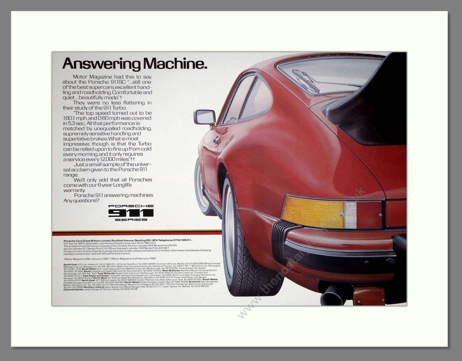 Porsche - 911. Vintage Advert 1980 (ref AD64649)