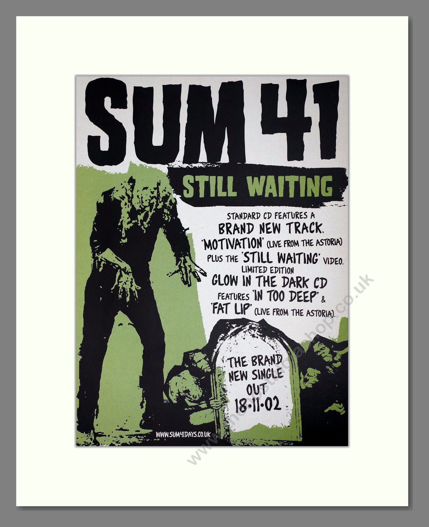 Sum 41 - Still Waiting. Vintage Advert 2002 (ref AD64655)