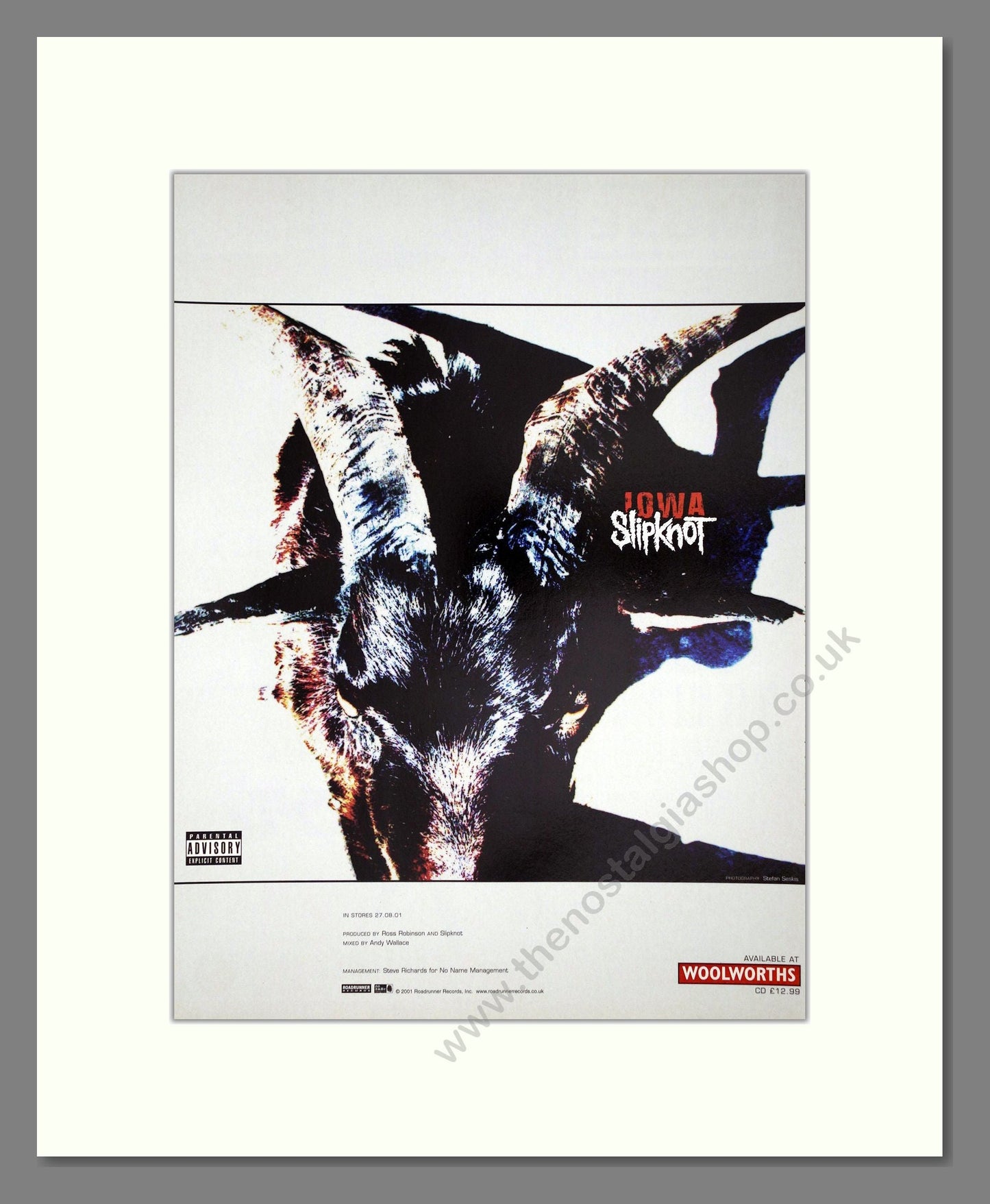 Slipknot - Iowa. Vintage Advert 2001 (ref AD64659)