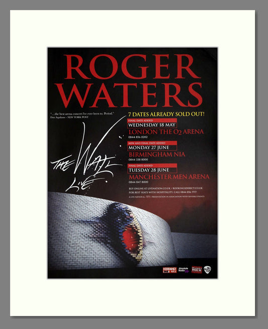 Roger Waters - UK Tour. Vintage Advert 2011 (ref AD64664)