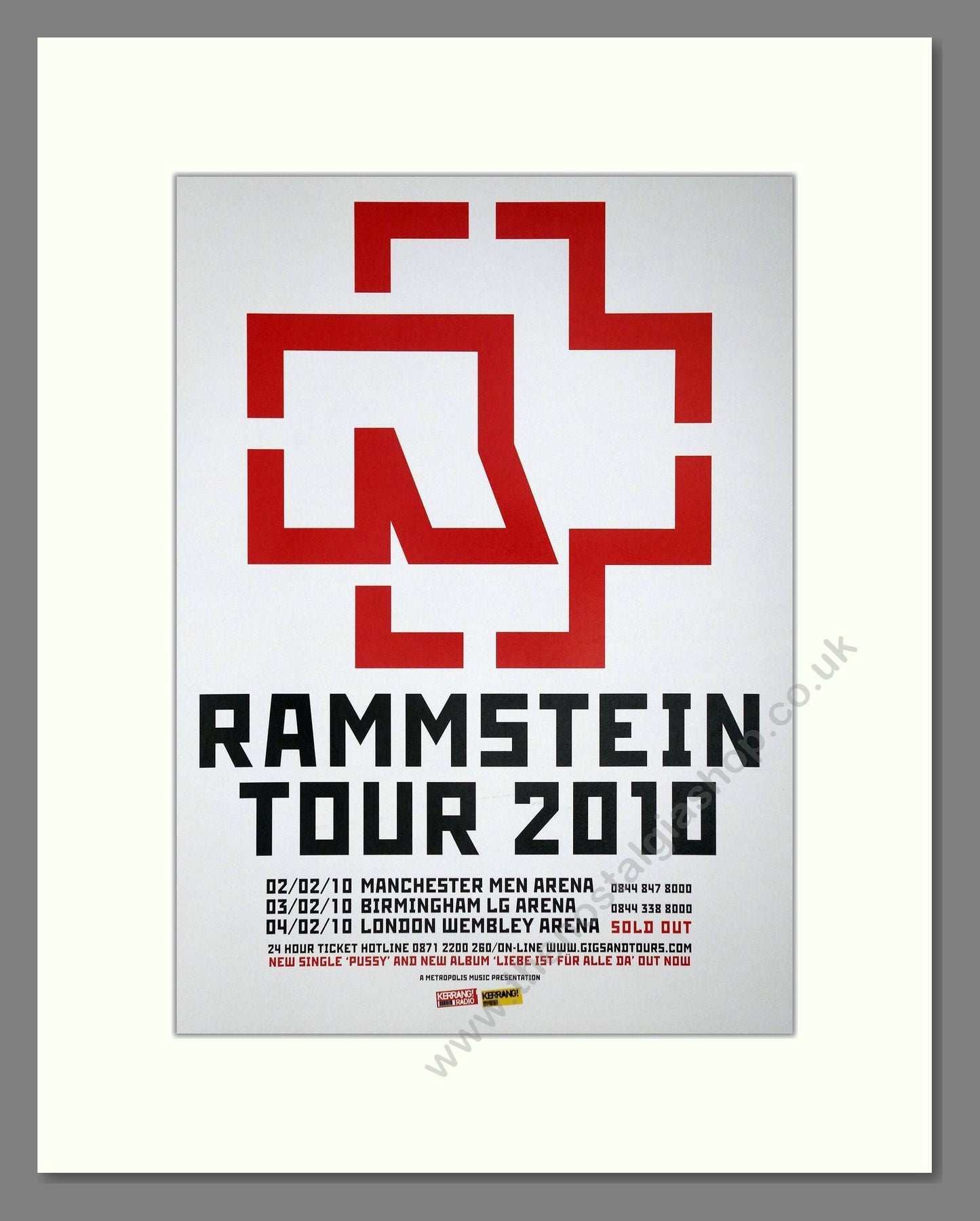 Rammstein - UK Tour. Vintage Advert 2010 (ref AD64665)