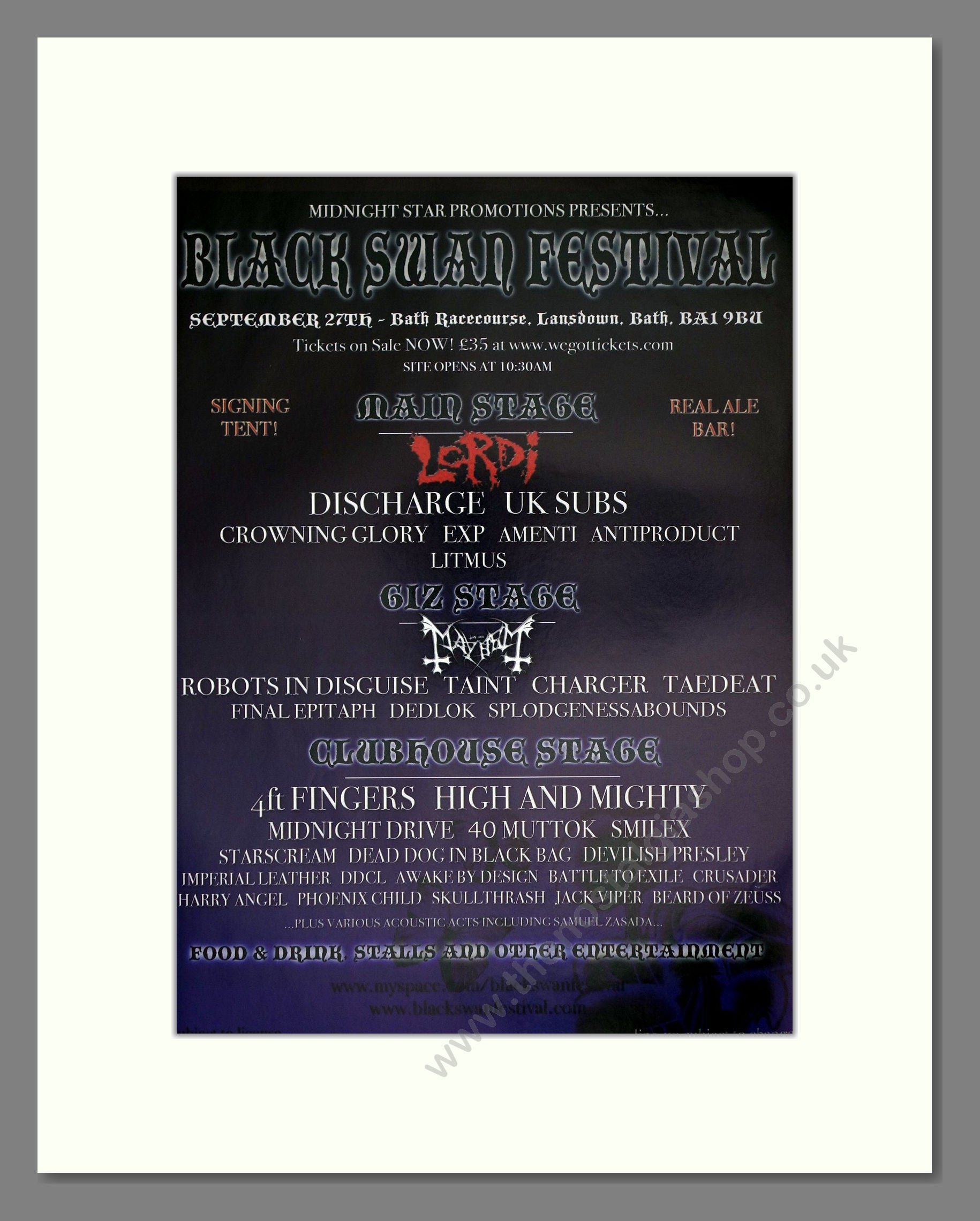 Black Swan Festival - Line Up. Vintage Advert 2008 (ref AD64699)