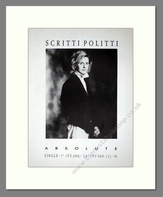Scritti Politti - Absolute. Vintage Advert 1984 (ref AD64701)