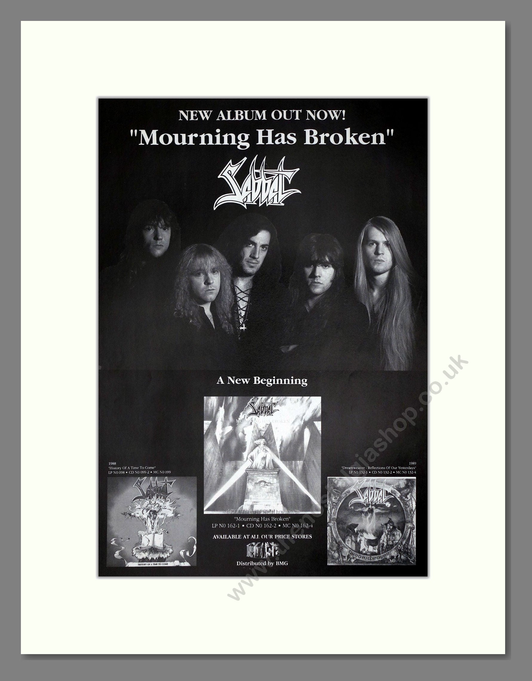 Sabbat - Mourning Has Broken. Vintage Advert 1991 (ref AD64703)