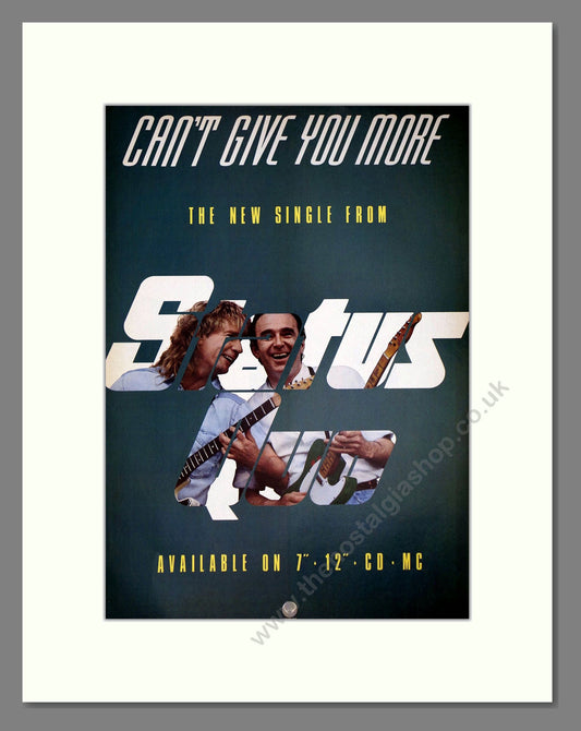 Status Quo - Can't Give You More. Vintage Advert 1991 (ref AD64708)