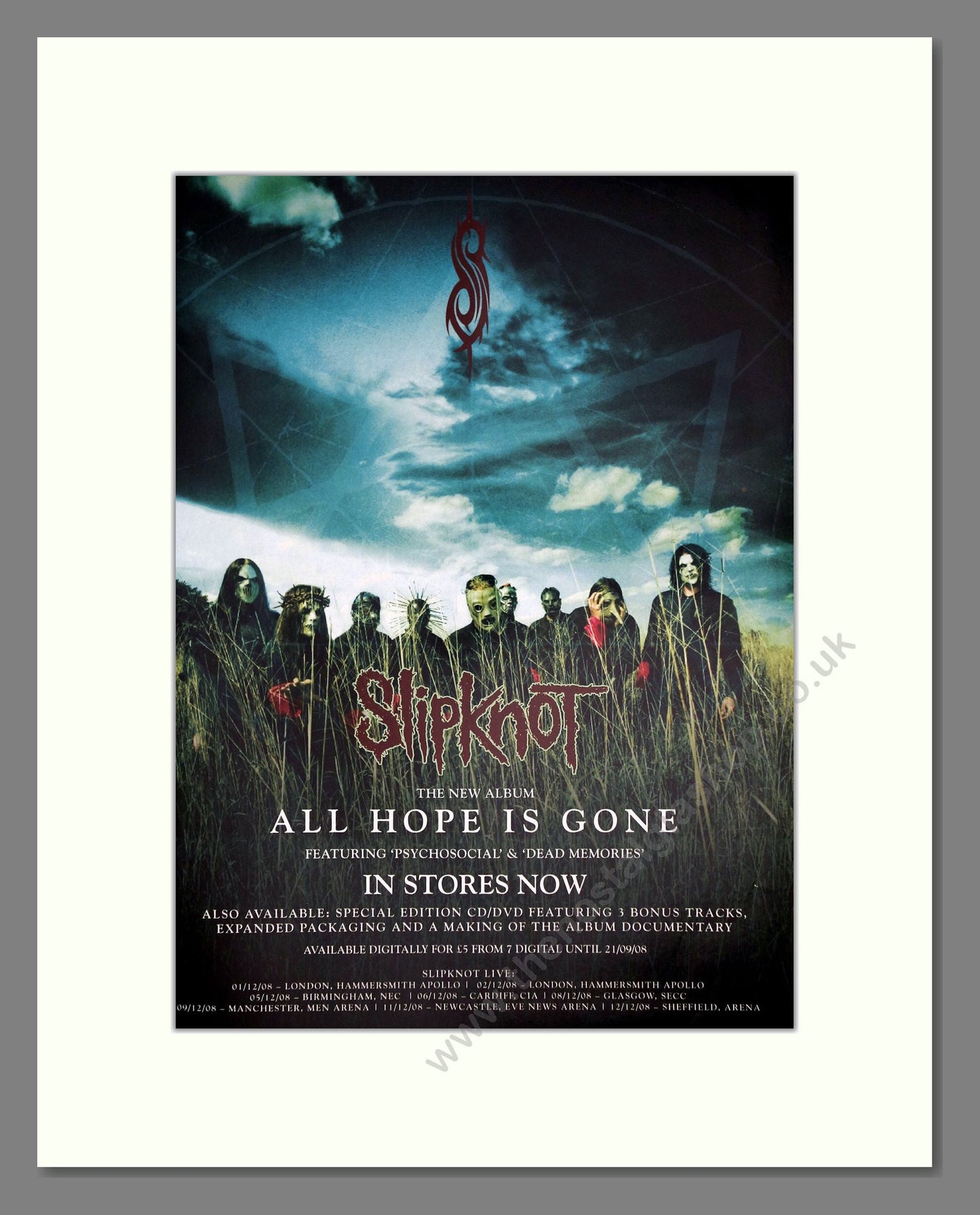 Slipknot - All Hope Is Gone. Vintage Advert 2008 (ref AD64718)