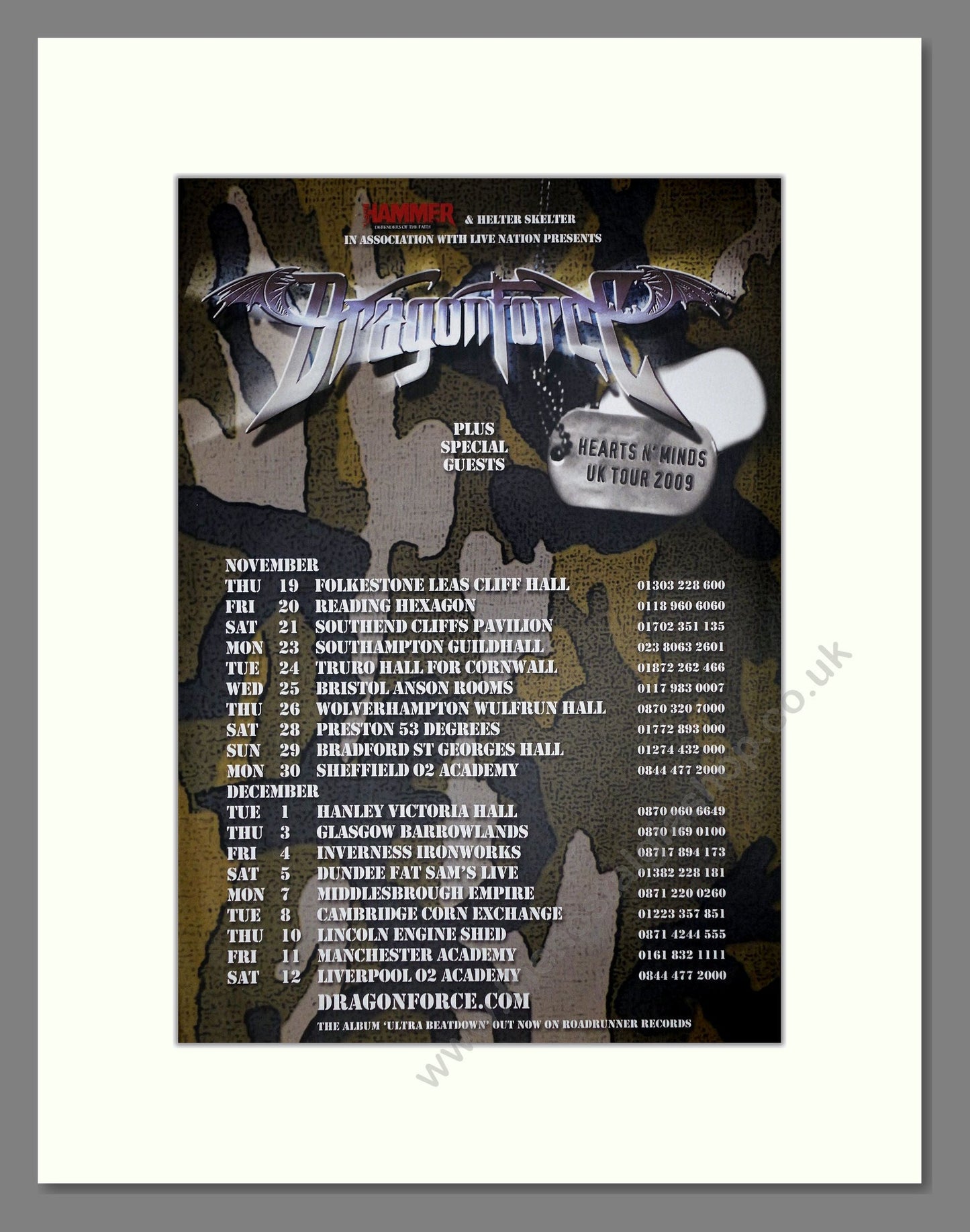 Dragonforce - UK Tour. Vintage Advert 2009 (ref AD64721)