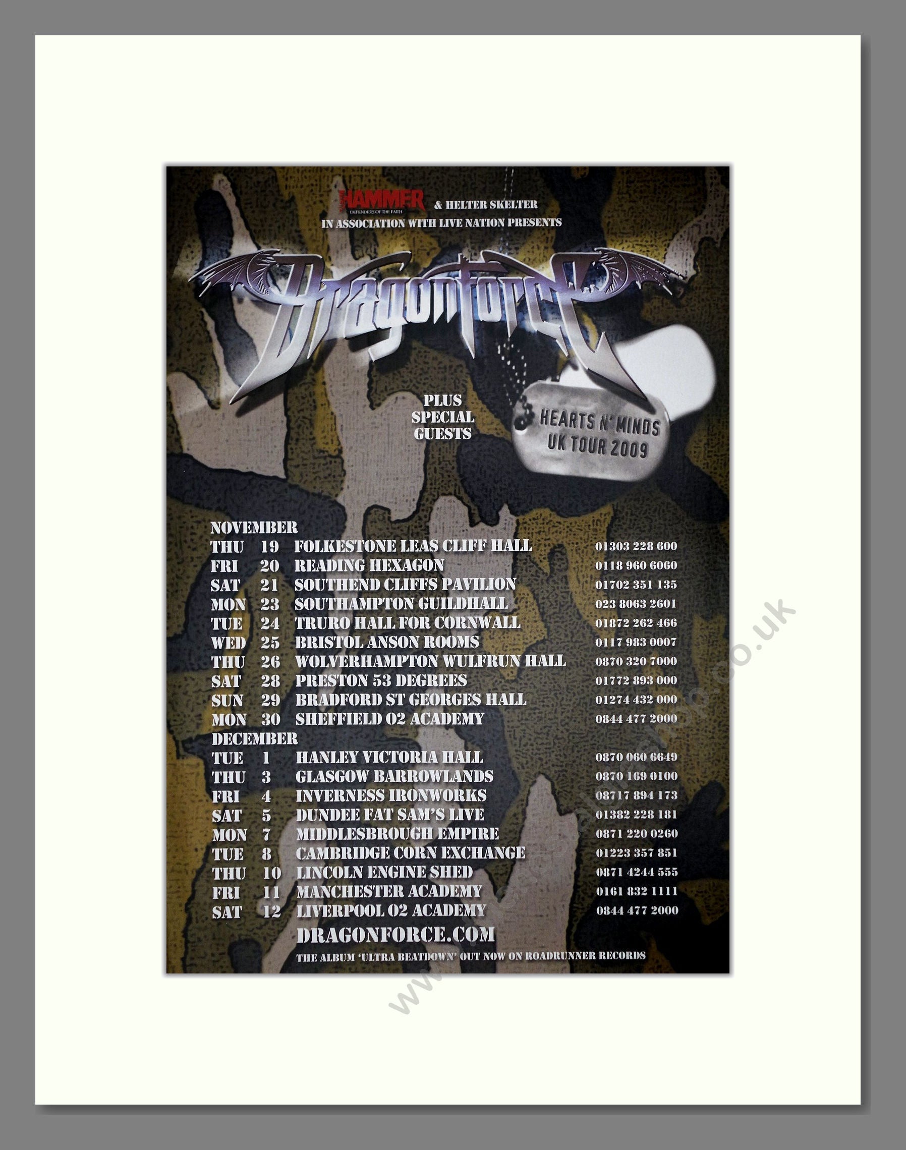 Dragonforce - UK Tour. Vintage Advert 2009 (ref AD64721)